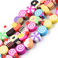 Handmade Polymer Clay Bead Strands, Flower, Hot Pink, 7.5~10x7~11x3.5~5mm,  Hole: 1.6mm, about 38~40pcs/strand, 13.58 inch~14.57 inch(34.5~37cm)