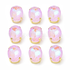 Moka(mk) ovale coudre sur strass, liens multi-brins, avec supports de griffes en laiton, ton doré, accessoires de vêtements, violette, 14x10x6mm, Trou: 1.2mm