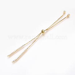 Fabbricazione di bracciali a catena in zirconi cubici micro in ottone regolabili, creazione di bracciali a scorrimento, oro, 240~250mm, 1mm, Foro: 1.5 mm