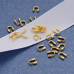 Tutor de alambre de latón y protectores, dorado, aproximamente 4 mm de ancho, 5 mm de largo, 1 mm de espesor, agujero: 0.5