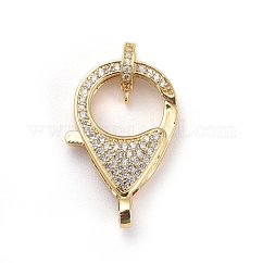 Ottone micro spianare zirconi fermagli aragosta artiglio, con perline di cauzione/barre a tubo, chiaro, oro, Chiusura: 26.5x17.5x5.5 mm, Foro: 2.5 mm, barre tubolari: 9.5x7.5x2 mm, Foro: 1.2 mm