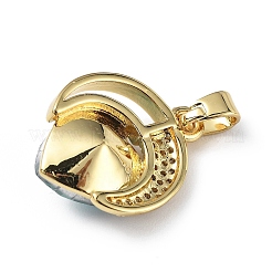 Véritable 18k plaqué or placage en laiton micro pave clair pendentifs en zircone cubique&nbsp;KK-C015-20G-11