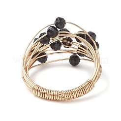 Перстни из натурального черного турмалина&nbsp;RJEW-TA00221-04