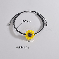 Браслеты на ногу из вощеного шнура с подвеской в виде желтого подсолнуха из богемной смолы для женщин&nbsp;FS-WG1838E-01