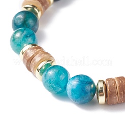 Bracciale elasticizzato da donna con perline di cocco e quarzo naturale&nbsp;BJEW-JB07546-01
