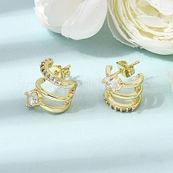Pendientes de tuerca de circonio cúbico con micro pave de latón&nbsp;LS-KK-CBA6305-16G