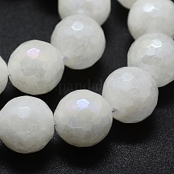 Fili di perline di giada bianca naturale elettrodeposte&nbsp;G-G749-05B-10mm