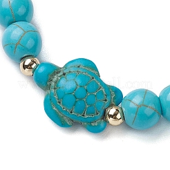 Bracelets élastiques ronds en perles de turquoise synthétique&nbsp;BJEW-JB10269-04