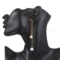 Серьги-гвоздики с круглыми кисточками из ракушечного жемчуга&nbsp;EJEW-JE06850