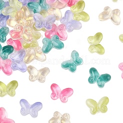 50шт 5 цвета двухцветные прозрачные окрашенные распылением стеклянные бусины&nbsp;GLAA-FP0001-30