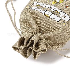 Bolsas de embalaje de arpillera impresas navideñas bolsas con cordón&nbsp;ABAG-Q053-02A-02
