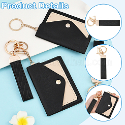 2 porte-cartes rectangulaire en cuir PVC avec 2 porte-clés en alliage de fibre et tournevis&nbsp;ABAG-SC0001-04