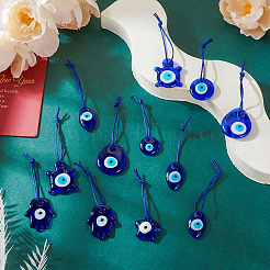 16 pendentif décoratif en verre fait main en forme de mauvais œil&nbsp;HJEW-TA0001-17