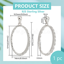 1 шт. 925 подвески из стерлингового серебра в форме овала с кабошонами&nbsp;STER-BC0003-39P