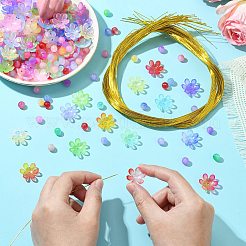 Наборы для изготовления украшений из акрила в виде круглых цветочных бусин своими руками&nbsp;DIY-CJ0002-82