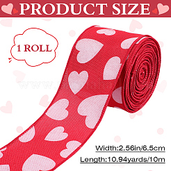 10 m Polyesterband mit Herzaufdruck zum Valentinstag&nbsp;SRIB-CY0001-01A