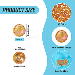 80 шт. полностью радужных стеклянных бусин с покрытием&nbsp;EGLA-TA0013-06