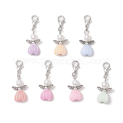 Подвеска в виде ангела из акрила и АБС-пластика с имитацией жемчуга&nbsp;HJEW-JM03298-01