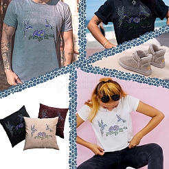 Колибри и цветочное стекло со стразами&nbsp;DIY-WH0303-012