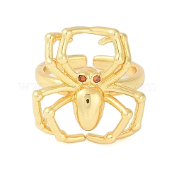 Anelli per polsini aperti con strass in ottone e ragno di halloween&nbsp;RJEW-S419-01G-01