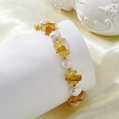 Braccialetti con perline in ambra naturale&nbsp;BJEW-JB13663