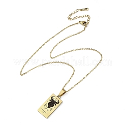 Collar con colgante de constelación y rectángulo de esmalte negro de acero inoxidable 304&nbsp;NJEW-I128-01K