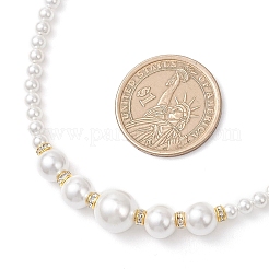 Золотистые ожерелья из круглых жемчужин в форме ракушек&nbsp;NJEW-JN05864