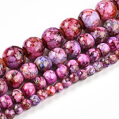 Chapelet de perles en verre baking paint&nbsp;DGLA-N003-8mm-B03