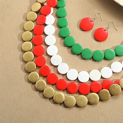 Sets aus mehrlagigen Halsketten und Ohrhängern aus flachen&nbsp;WG6D4EB-01