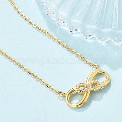 925 Halskette mit Doppel-Unendlichkeits-Anhänger aus Sterlingsilber mit klarem Mikropavé und Zirkonia für Damen&nbsp;NJEW-D315-03G