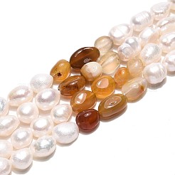 Pépites de cornaline naturelle et brins de perles de culture d'eau douce naturelles&nbsp;PEAR-N023-01A-03