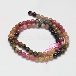 Круглые нити из натуральных разноцветных турмалиновых бусин&nbsp;G-K068-19-6mm