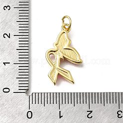 Октябрь рак груди розовая лента осведомленности латунные эмалевые подвески&nbsp;KK-S517-04E-G