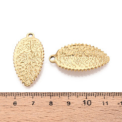 Pendentifs en forme de feuille en acier inoxydable 304&nbsp;STAS-T069-40G