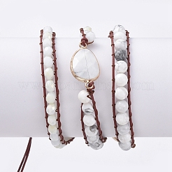 Браслеты из граненого стекла и натурального хаулита с бисером&nbsp;BJEW-JB05035-04