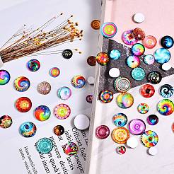 280pcs 4 Arten Glascabochons mit flacher Rückseite&nbsp;GGLA-SZ0001-32