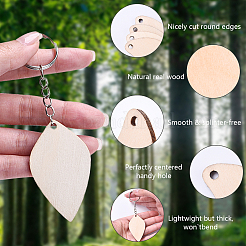 Наборы для самостоятельного изготовления большого брелока-подвески из тополя в форме листа и капли&nbsp;DIY-YW0011-58