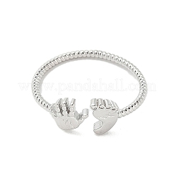 Bague de manchette ouverte en laiton empreinte et paume pour femme&nbsp;RJEW-A040-03P