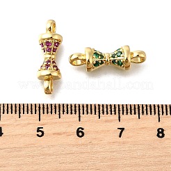 4 шт. 2-цветная латунная подвеска-коннектор с микропаве в виде орхидеи и зеленого кубического циркония&nbsp;KK-XCP0001-08G
