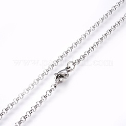 Collane con catena rolo in acciaio inossidabile 201 anti-ossidazione&nbsp;NJEW-F248-13A-P