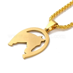 Collier pendentif en acier inoxydable 201 avec chaîne en fer à cheval et tête de cheval&nbsp;NJEW-D048-01G