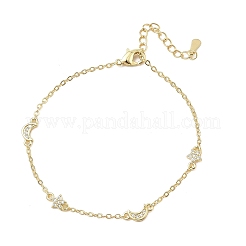 Armbänder aus Messing mit Mikropavé-Fassung aus klaren Zirkonia in Mond- und Sternform&nbsp;KK-CBA6980-28G