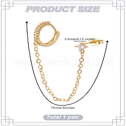 1 пара серег-гвоздиков из латуни с микропаве из прозрачных кубических цирконий для женщин&nbsp;EJEW-LP0001-48G