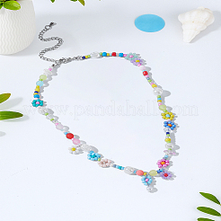 1 шт. ожерелья из стеклянных и акриловых и пластиковых бусин с имитацией жемчуга&nbsp;NJEW-LP0007-25