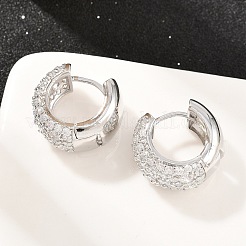 Boucles d'oreilles créoles en laiton zircon cubique micro pavé&nbsp;EJEW-Z164-21P