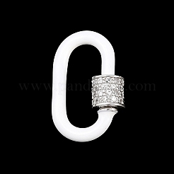 Moschettone a vite ovale in ottone micro pavé di zirconi cubici trasparenti&nbsp;KK-B167-01A-P