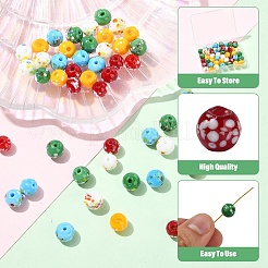 50pcs 5 Farben handgemachte Bunte Malerei-Perlen&nbsp;LAMP-YW0004-35