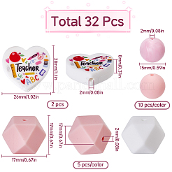 Силиконовые бусины в форме сердца&nbsp;SIL-SC0002-30