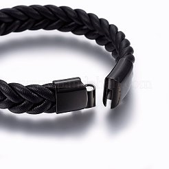Pulseras de cordón trenzado de cuero&nbsp;BJEW-E345-14A-B