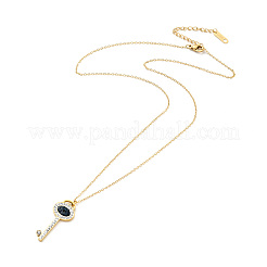 Collar con colgante de llave maestra de rhinestone con mal de ojo&nbsp;NJEW-P229-04G